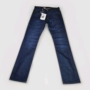 G-STAR RAW Men 34X36 Jean Blue 3301 Straight Leg Dark Denim Button Fly Tall Long